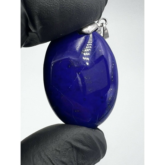 2 lapis lazuli pendant brass Mine 4 Afghanistan Dark Blue Natural He & She - Picture 4 of 8